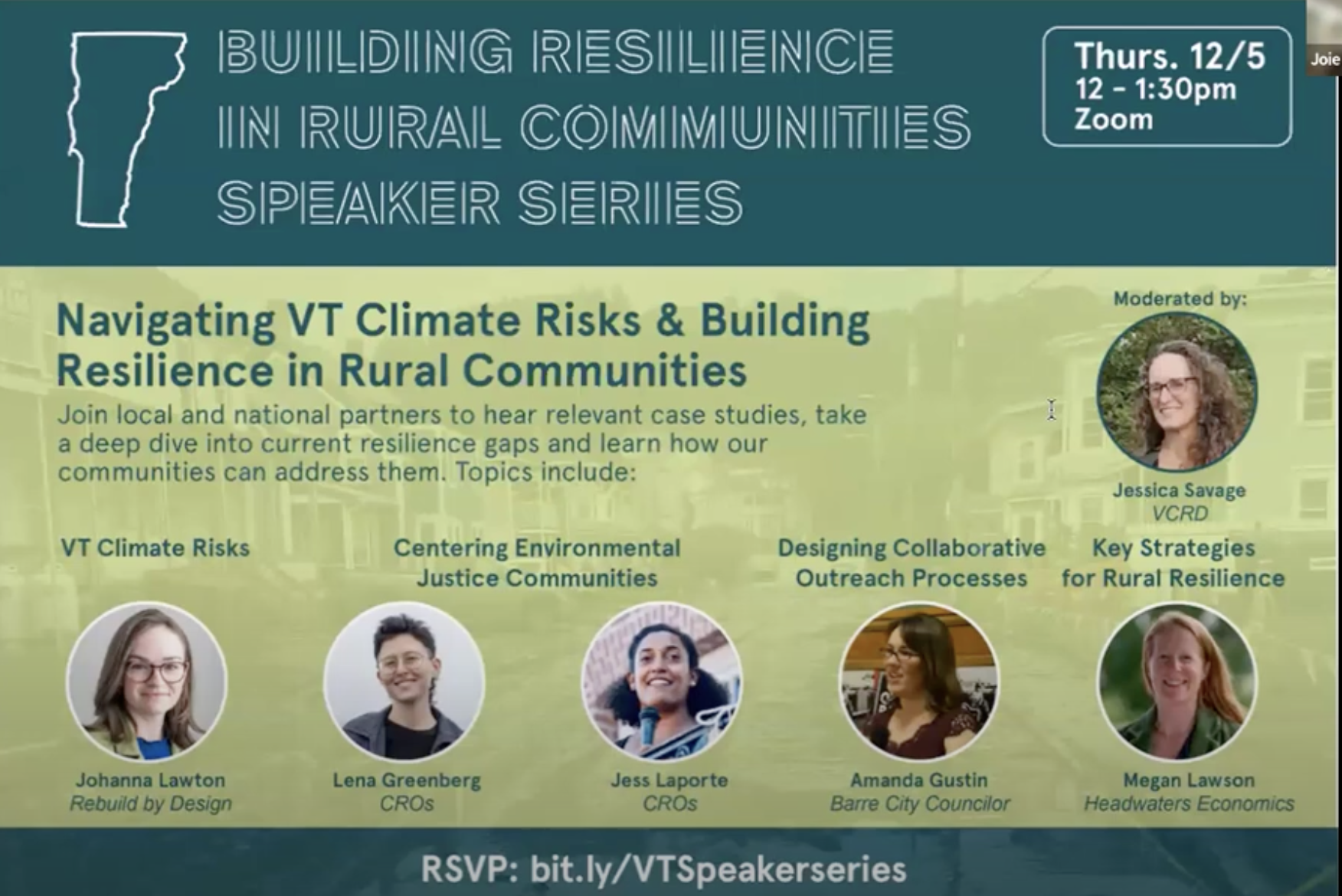 VT Speaker Series #1: Navigating Vermont's Risks and Building Resilience with Rural Communities